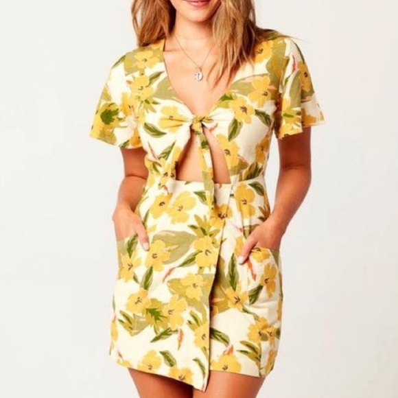 L*Space Lovers Lane Ibiza Linen Blend Mini Dress - Picture 1 of 10